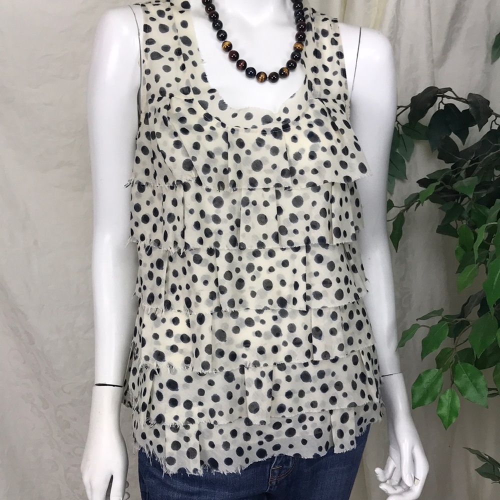 LOFT Cute Ruffled Polka Dot Top